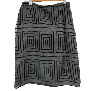 C'est City Women's Silk Blend Black Lined Skirt Burnout Velvet Geometric Print